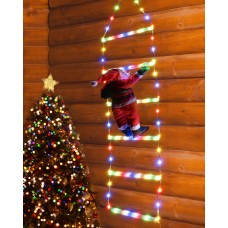 Geemoo LED Weihnachtsmann Leiter Lichterkette - 0.75M LED Weihnachtsbeleuchtung Strombetrieben mit Timer, Speicherfunktion, 8 Modi für Innen Außen Weihnachtsbaum Fenster Weihnachten Deko (Bunt)