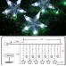 Qedertek Christmas Star Curtain Lights, 138 LED Curtain Fairy Lights with 12 Stars, 8 Modes Christmas Fairy Lights for Xmas Tree, Party, Wedding, Garden, Bedroom, Christmas Decorations (White)