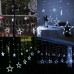 Qedertek Christmas Star Curtain Lights, 138 LED Curtain Fairy Lights with 12 Stars, 8 Modes Christmas Fairy Lights for Xmas Tree, Party, Wedding, Garden, Bedroom, Christmas Decorations (White)