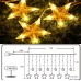 Qedertek Christmas Star Curtain Lights, 138 LED Curtain Fairy Lights with 12 Stars, 8 Modes Christmas Fairy Lights for Xmas Tree, Party, Wedding, Garden, Bedroom, Christmas Decorations (Warm White)