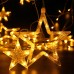 Qedertek Christmas Star Curtain Lights, 138 LED Curtain Fairy Lights with 12 Stars, 8 Modes Christmas Fairy Lights for Xmas Tree, Party, Wedding, Garden, Bedroom, Christmas Decorations (Warm White)