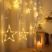 Qedertek Christmas Star Curtain Lights, 138 LED Curtain Fairy Lights with 12 Stars, 8 Modes Christmas Fairy Lights for Xmas Tree, Party, Wedding, Garden, Bedroom, Christmas Decorations (Warm White)