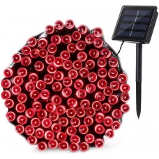 Qedertek Halloween Solar Fairy Lights, 72ft 200 LED Solar String Lights, Waterproof 8 Modes Solar Powered Garden Lights for Halloween, Garden, Party, Fence, Balcony, Christmas Tree Decoration (Red)