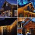 Qedertek 5.4M Eisregen Lichterkette Außen/innen, 216 LED Eisregen Lichtervorhang Weihnachtsbeleuchtung, 8 Modi, Timer, Dimmbar Lichterkette mit Fernbedienung, Weihnachts Deko, Balkon (Warmweiss)