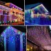 Qedertek Icicle Lights Outdoor, 432 LED Christmas Fairy Lights Bright Indoor Curtains Lights with 8 Mode Function Mains Powered for Xmas Tree Wedding Party Christmas Decorations (Multicolor)