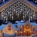 Qedertek Icicle Lights Outdoor, 432 LED 10M/35.4ft Christmas Lights, 8 Modes Bright Warm White Icicle Lights with 72 Drops, Curtain Fairy Lights Mains Powered for Window, Party, Christmas Decorations