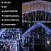 Qedertek Icicle Lights Outdoor, 432 LED 10M/35.4ft Christmas Lights, 8 Modes Bright White Icicle Lights with 72 Drops, Curtain Fairy Lights Mains Powered for Window, Party, Christmas Decorations