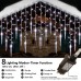 Qedertek Icicle Lights Outdoor, 432 LED 10M/35.4ft Christmas Lights, 8 Modes Bright White Icicle Lights with 72 Drops, Curtain Fairy Lights Mains Powered for Window, Party, Christmas Decorations