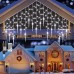 Qedertek Icicle Lights Outdoor, 432 LED 10M/35.4ft Christmas Lights, 8 Modes Bright White Icicle Lights with 72 Drops, Curtain Fairy Lights Mains Powered for Window, Party, Christmas Decorations