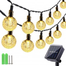  Qedertek Solar Christmas Fairy Lights, 30 LED Crystal Ball Outdoor String Lights, Waterproof 8 Modes Solar Powered Fairy Lights for Xmas Tree, Home, Party, Gazebo, Christmas Decorations (Warm White) [Energy Class A+++] 