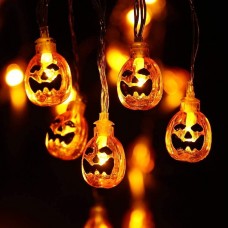 Qedertek Halloween Decorations Pumpkin Lights 20 LED 9.6ft Battery Operated String Lights for Halloween Party, 2 Lighting Modes, Flash/Steady On