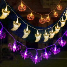 Qedertek Halloween Decorations Lights, Set of 3 Battery Powered 20 LED Halloween Party Lights - Ghost/Pumpkin/Bat.