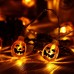 Qedertek Halloween Decorations Pumpkin Lights 20 LED 9.6ft Battery Operated String Lights for Halloween Party, 2 Lighting Modes, Flash/Steady On