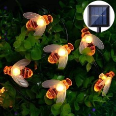 Qedertek Solar String Lights Outdoor, 19.69ft 30 LED Solar Honeybee Garden Fairy Lights, Waterproof Solar Powered String Lights for Home, Wedding, Party, Garden, Patio Decorations (Warm White)