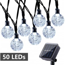  Qedertek Solar Christmas Fairy Lights, 30 LED Crystal Ball Outdoor String Lights, Waterproof 8 Modes Solar Powered Fairy Lights for Xmas Tree, Home, Patio, Party, Gazebo, Christmas Decorations (White) 